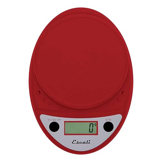Escali Primo Digital Food Scale Multi-Functional Kitchen Scale and Baking Scale for Precise Weight Measuring and Portion Control 8.5 x 6 x 1.5 inches Warm Red