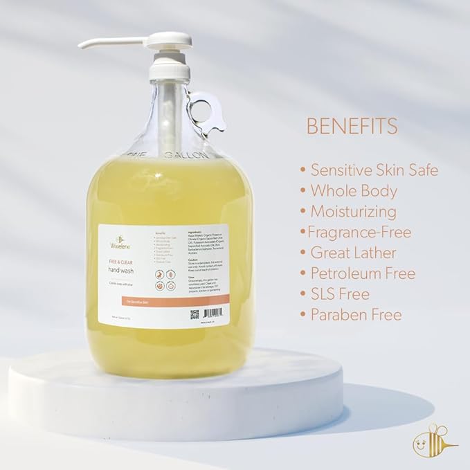 Waxelene Hand Wash Free And Clear Gallon Size 3.8lt For Sensitive Skin Safe eczema psoriasis dermatitis biodegradable reef safe
