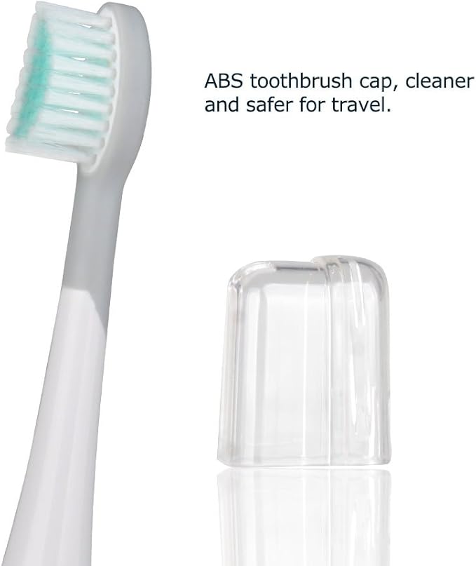 D901/D902 4pcs White Rubberied Replacement Toothbrush Heads with CapsCompatible for D01/D02 Electric(Black)