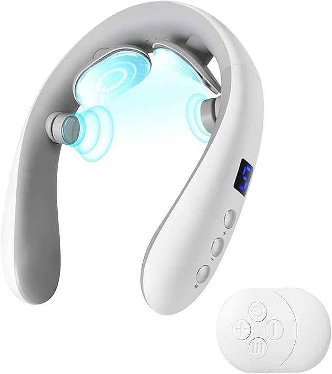 Neck Massager with Heat Portable Cordless Neck Massager for Pain Relief Neck Massager with Heat Deep Tissue 10 Modes &amp 16 Intensity Levels Suitable for Giving to Parents Friends (1 Set)