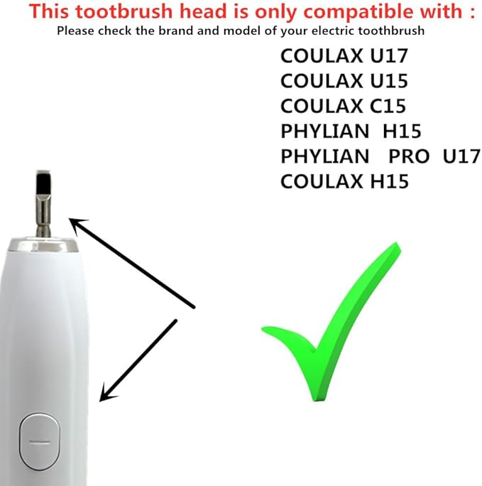 Replacement Toothbrush Heads ONLY Compatible with COULAX U17 U15 C15 H15 and PHYLIAN H15 / PRO U17 ToothburshSensitive Replacement Brush Heads10 Pack BLACK