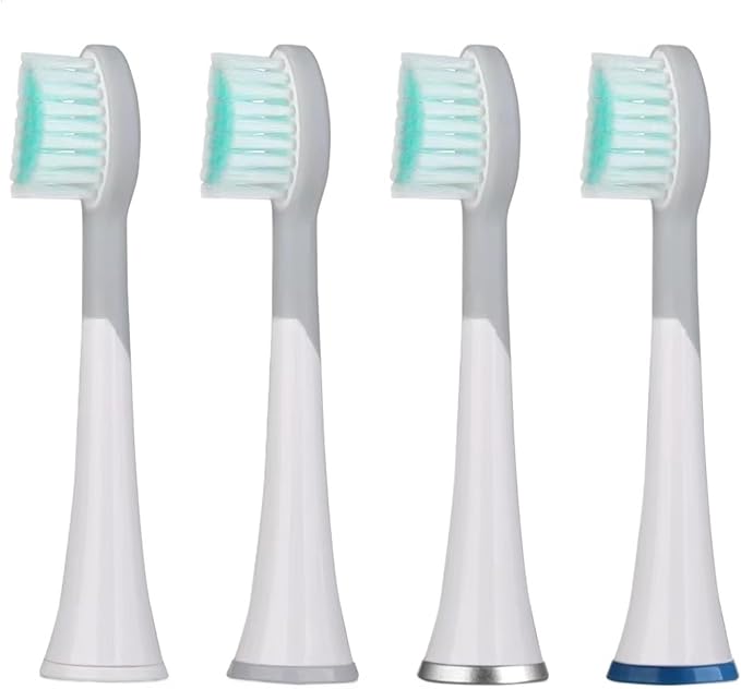 4pcs Replacement Toothbrush Heads with Caps Compatible for Mornwell D01B Electric(White)
