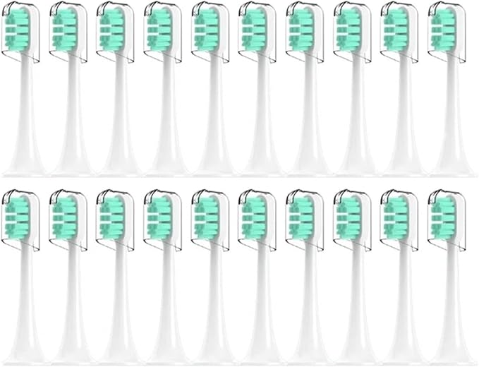 Compatibility for Xiaomi Mijia T300/T500/T700 Sonic Toothbrush Heads Replaceable Refill Nozzles 4 Colors with Anti-Dust Caps 10/20Pcs(20Green)