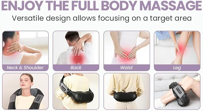 4D Shiatsu Neck and Shoulder Massager with Heat Deep Tissue Back and Neck Massager for Pain Relief Eco-Friendly Portable Massage Pillow for Home Office Car Relaxing Gift for Men and Women