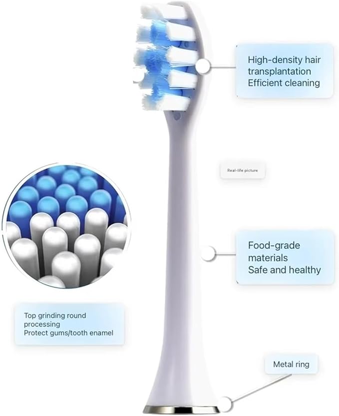 8pcs Replacement Electric Toothbrush HeadsCompatible for Revyline RL010 Accessories Soft Cleaning Bristle Nozzles