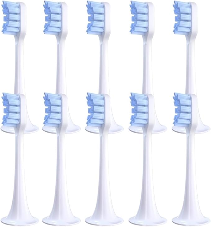 4/10Pcs/SetCompatible for T300/T500 Replacement Brush Heads Electric Toothbrush Protect Soft Nozzles Bristle(10Blue-L)