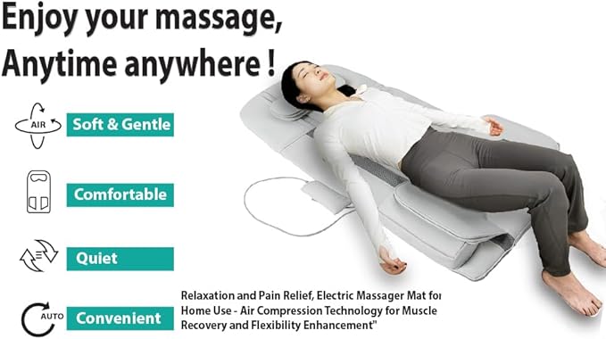 Full Body Stretching Massage Mat with Airbags. 3D Lumbar Traction - Neck Back Waist Hip Relaxation &amp Pain Relief. Back Massager Pad Foldable &amp Portable.