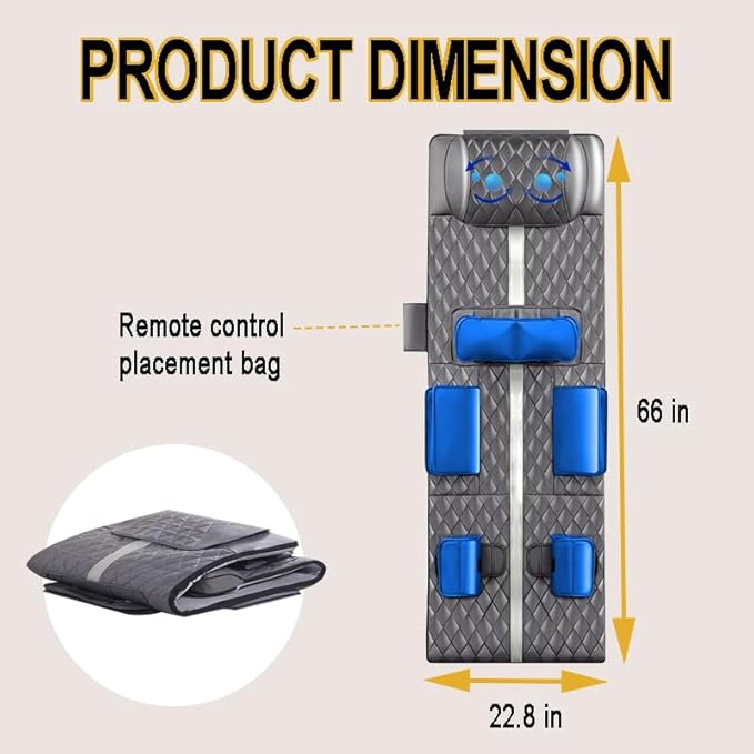 Full Body Massage Mat with Heat Back Massage Pad with 3D Air StretchingLumbar Traction Shiatsu Neck Kneading Massage Pad with Airbag 5 Modes 2 Intensities 3 Time Options