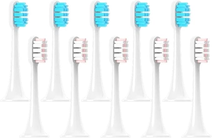 Replacement Brush HeadsCompatible for Xiaomi Mijia T300/T500/T700 Toothbrush Soft Bristle Nozzles(5Blue5Pink)