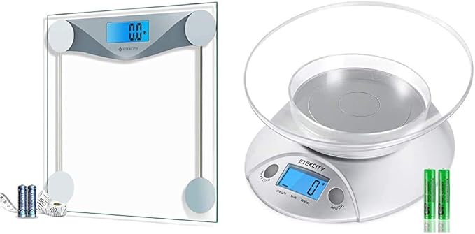 Etekcity Dightal Body Weight Bathroom Scale and Food Kitchen Scale with Bowl