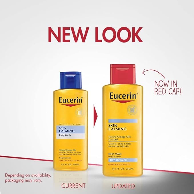 Eucerin Skin Calming Body Wash - Cleanses and Calms to Help Prevent Dry Itchy Skin - 8.4 fl. oz. Bottle (Pack of 3)