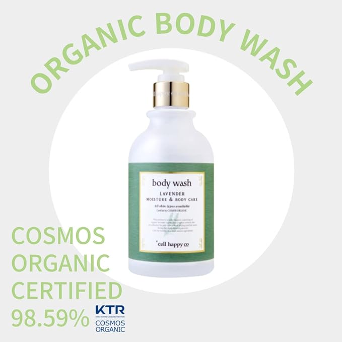 cell happy co Lavender Body Wash COSMOS organic certifed Organic French Lavender Flower Water and Oil 5 kinds of herbal extract Sensitive &amp Trouble skin (10.1 floz)