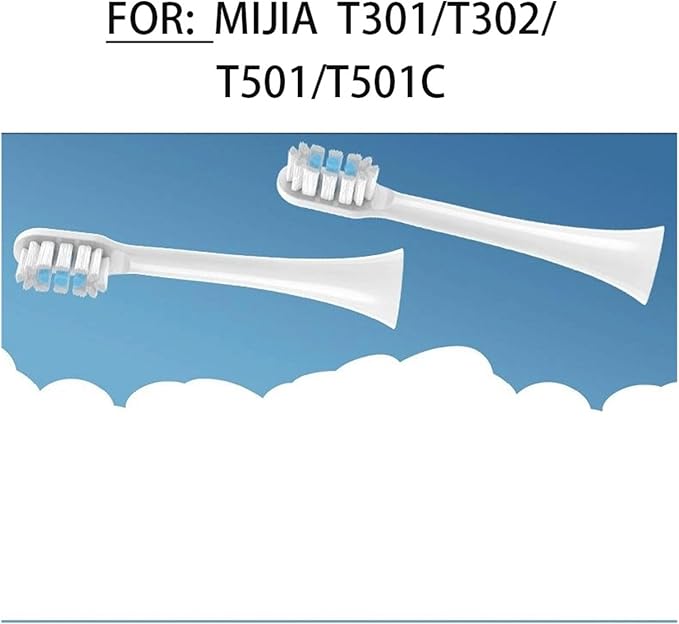 Replacement Toothbrush Heads Compatible for T301/T302/T501 Sonic Electric Tooth Brush Soft Bristle Nozzles with(4 pcs BJ White)