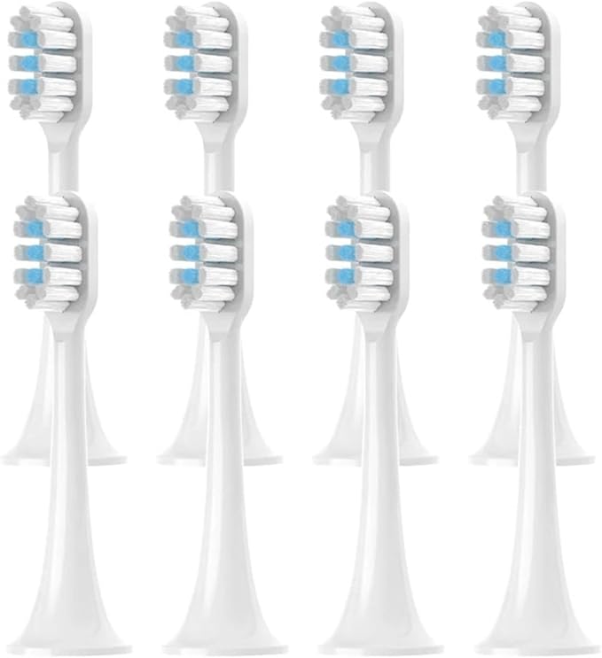 4-30Pcs Compatible for XIAOMI MIJIA T302 Replacement Toothbrush Heads Sonic Electric Vacuum Soft Bristle Brush(T302 White Blue-8pcs)
