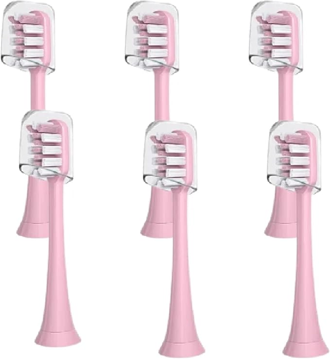 6PCSCompatible For Xiaomi SOOCAS X3 X5 X3U X1 V1 V2 Clean Brush Heads Replacement Head Bristle Sonic Electric Nozzles With Anti-dust Cap(6PCS Pink)