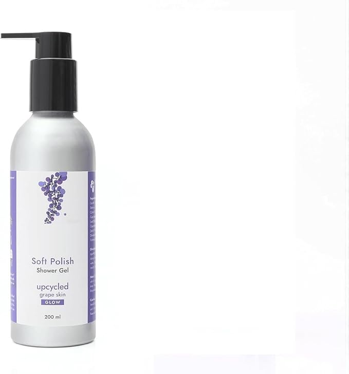 Grape Skin Soft Polish Shower Gel 200 ml | Bio-Active - Upcycled Body Wash | Antioxidant-Rich Cleanser | Eco- Friendly - All Skin Types - Men &amp Women...