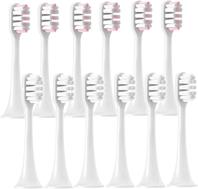 12PCS Replacement Brush HeadsCompatible for XIAOMI MIJIA T300/T500/T700 Electric Tooth Soft Bristle Caps Vacuum Package Nozzles(6Pink6White)