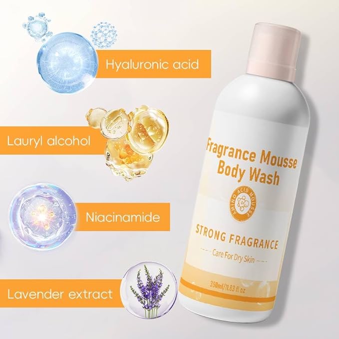 DVO Fragrance Mousse Body Wash Cloud-Like Foam Gently Cleanses While Infusing Skin with Lasting Fragrance – Nourishing Formula Leaves Skin Soft Smooth &amp Delicately Scented 11.8 fl oz