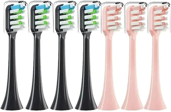Sonic Electric Toothbrush Heads Compatible for Xiaomi SOOCAS X3 X5 X3U X1 V1 V2 Replacement Nozzles with Anti-dust Cap(3Pink 4Black)
