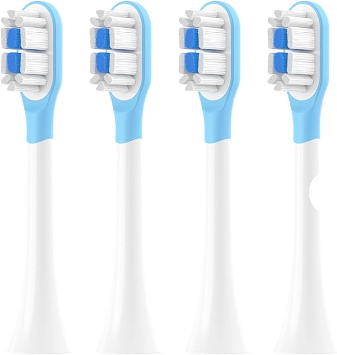 Replacement Toothbrush HeadsCompatible for Mijia T301/T302/T501C Sonic Electric Soft Bristle Nozzles(4 pcs BJ White)