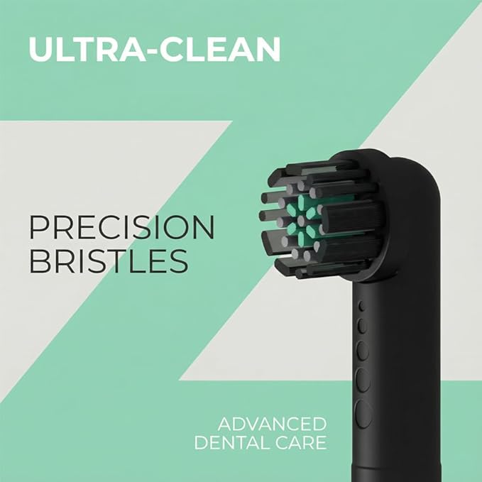 Toothbrush Replacement Heads Compatible with Quip 360 Oscillating Electric Toothbrush Black 4-Pack