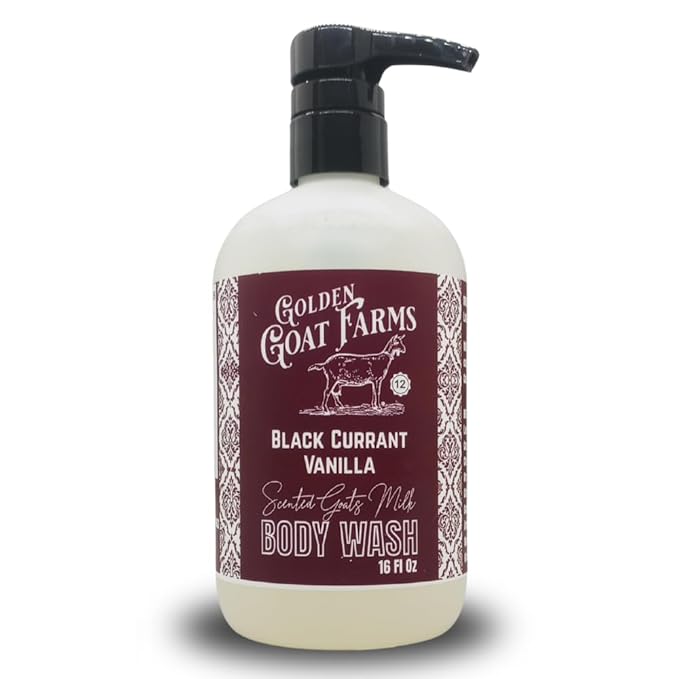 Golden Goat Farms Black Currant Vanilla Scented Body Wash with Goat Milk 16 Oz