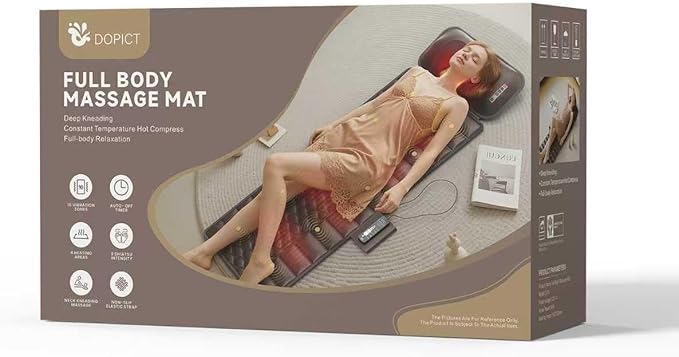 Massage Mat Detachable Neck Massager Full Body Vibration Heating Massage Pad with 10 Vibrating Motors and 9 Speed Settings for Home Office Use Gift for Men Women Parents ChristmasBlack