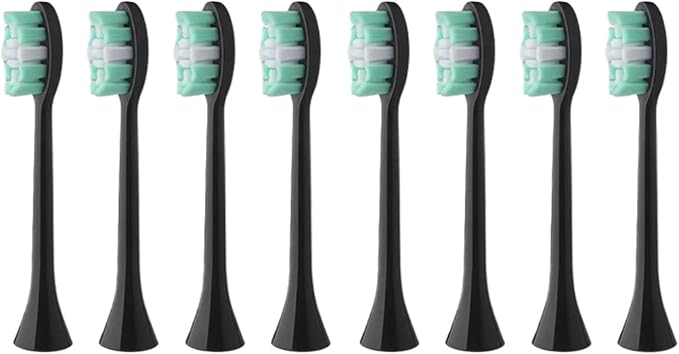 Replacement Toothbrush HeadsCompatible for Lenovo B002DC/B009DC/B001 Cleaning Whitening4-16pcs(8pcs Black)