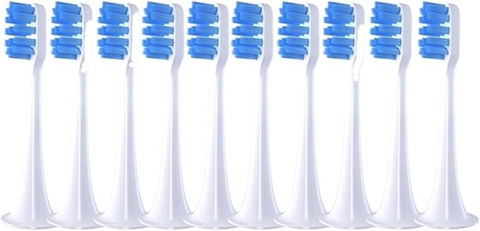 Brush HeadsCompatible for T300/T500 10Pcs Replacement Toothbrush Nozzles Clean Protect Soft(10pcsBlue-D)