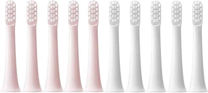 10PCS Compatible for MIJIA T100 Replacement Brush Heads Sonic Toothbrush Vacuum Soft Bristle Suitable Nozzles(5White 5Pink)