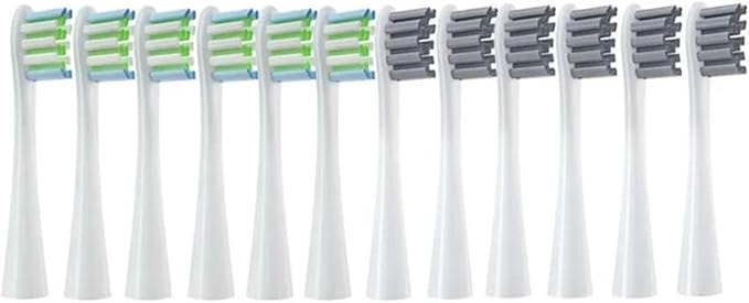 Replacement Brush Heads Compatible for Soft Bristle Nozzles 3 X/X PRO/ Z1/ F1/ One/Air 2 /SE Sonic Electric Toothbrush(6White6Gray)