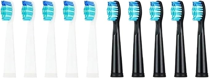 5-10Pcs Replacement Brush Heads for Seago Fairywill Electric Toothbrush FW SG 507 508 515 551 917 959 908 Dupont Bristle(5 Black 5 White)