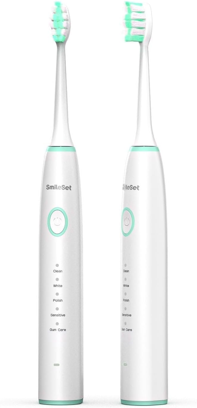 Sonic Toothbrush – Rechargeable Electric Toothbrush for Sensitive Teeth &amp Gums 40000 Sonic Vibrations 5 Brushing Modes USB Rechargeable 3-Week Battery Travel-Friendly - White