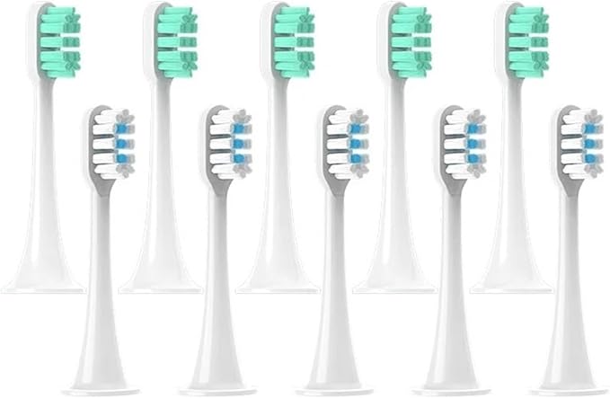 Replacement Brush HeadsCompatible for Xiaomi Mijia T300/T500/T700 for Sonic Electric Toothbrushes(5Green5Whtie)