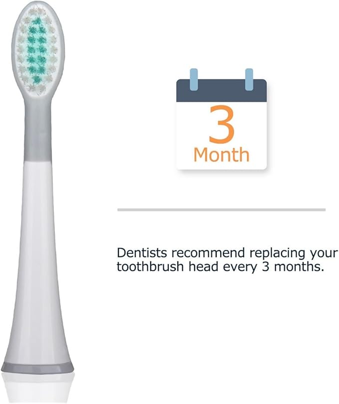 4pcs Rubberied Replacement White Toothbrush Heads with CapsCompatible for Mornwell D01/D02 Electric(Black)