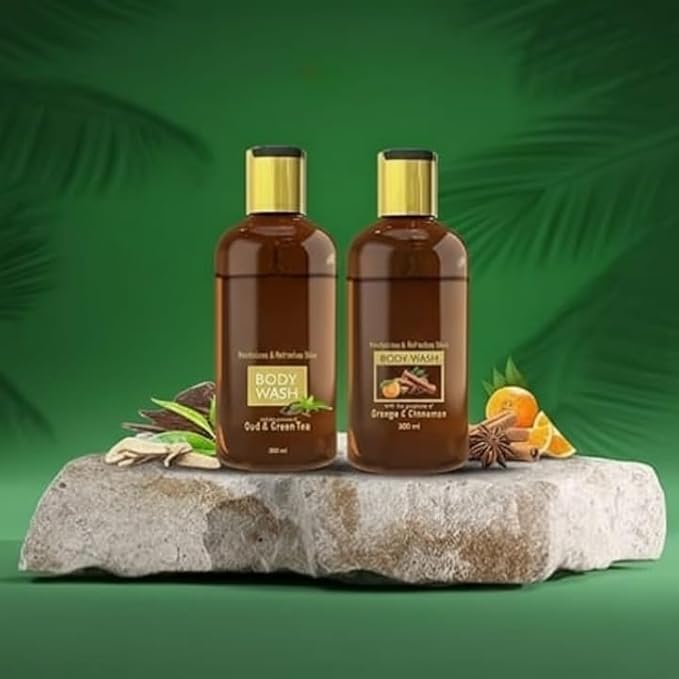 Oud &amp Green Tea Body Wash For Men &amp Women Long Lasting Fragrance 300ml