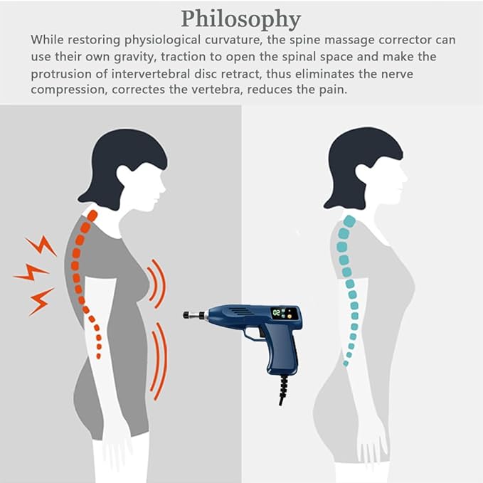 Electric Chiropractic Massager 1100N 13 Levels Force Spine Correction Massage 10pcs Multifuction Massage Heads for Adjusting Chiropractic Soothing Bones Massage Acupuncture Points