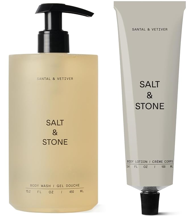 Salt &amp Stone Hydrating Gel Body Wash + Body Lotion | Santal &amp Vetiver