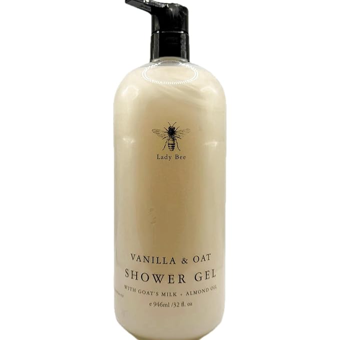 Lady Bee Vanilla &amp Oat Shower Gel with Goat's Milk and Almond Oil 32 fl oz Moisturizing Body Wash