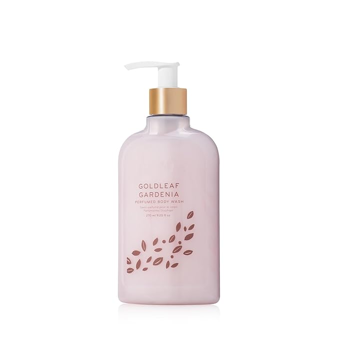 Thymes Moisturizing Body Wash with Pump - Body Soap - Bath Products - Skin Care - Liquid Soap with Notes of Gardenia Rose Jasmine Amber Patchouli &amp Praline (Goldleaf Gardenia 9.25 fl oz)