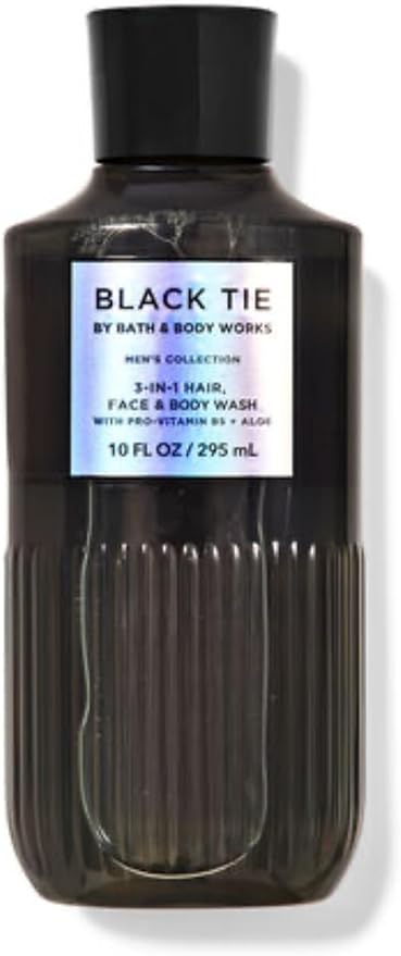 White Barn - Bath &amp Body Works - Men's Collection - 3 Piece Bundle - Spray - Body Cream - Shower Gel and Diamond Soap Soap (Black Tie) Beige
