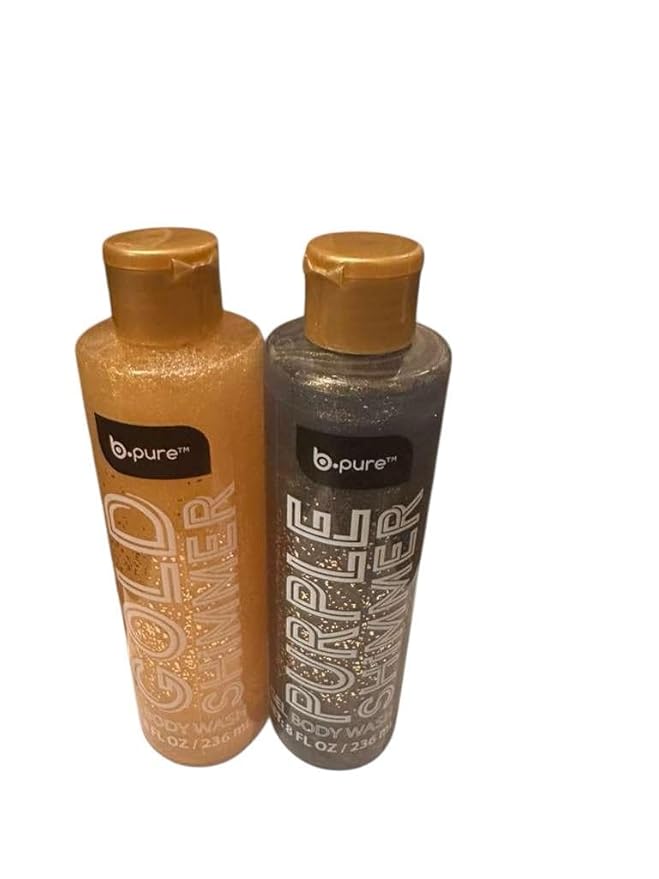 B.Pure Purple Shimmer and gold shimmer Gel Body Wash – 2 Bottles (8 oz / 236 ml Each