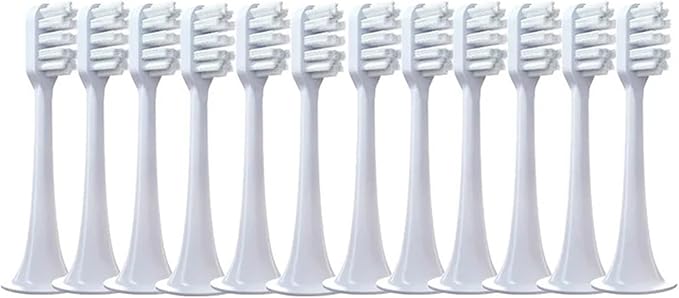 12PCS Compatible for XIAOMI MIJIA T300/T500/T700 Replacement Brush Heads Sonic Electric Tooth Soft Bristle Caps Vacuum Package Nozzles(12White)