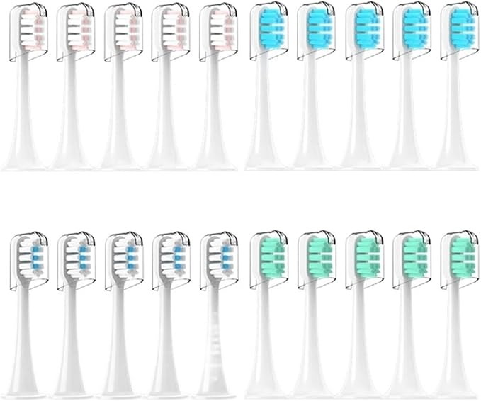 4pcs Replacement Brush HeadsCompatible for Xiaomi Mijia T300 T301 T500 Sonic Toothbrush Head Soft Bristle Nozzles(3)