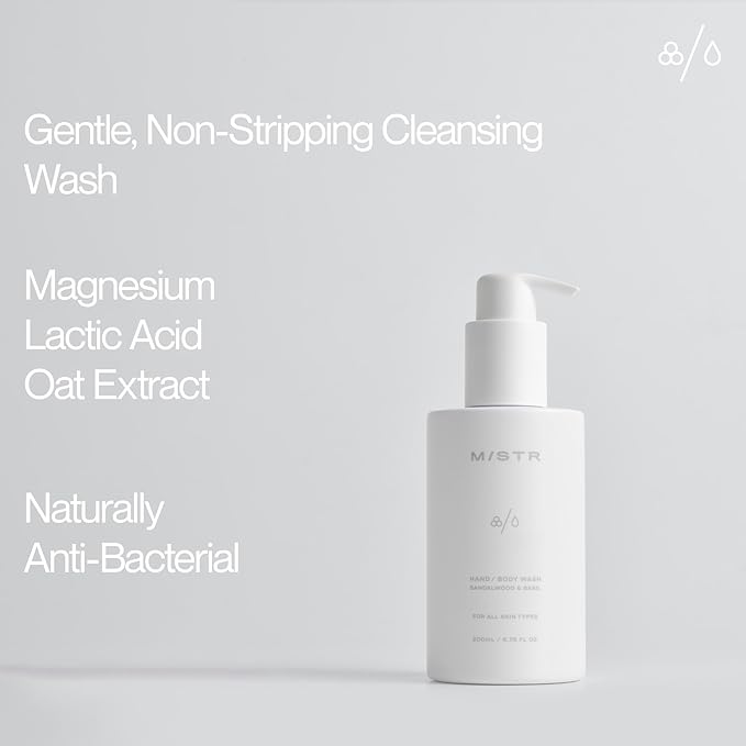 MISTR Hand &amp Body Wash Nourishing &amp Soothing Formula Sandalwood &amp Basil Scent with Magnesium Oat Extract Niacinamide Panthenol All Skin Types