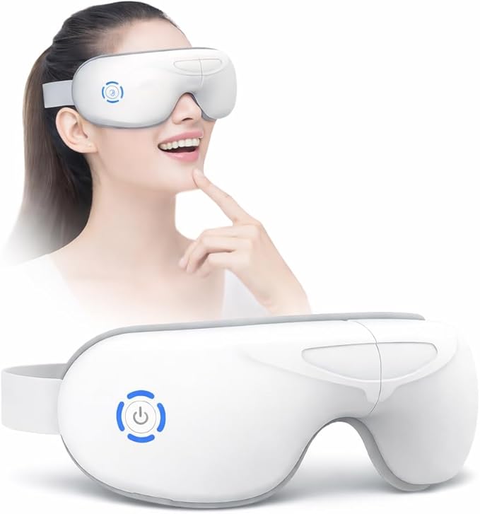 Heated Eye Massager for Dry Eye &amp Migraine Relief FSA Eligible/HSA Eligible Gentle Warmth &amp Light Compression Foldable Rechargeable Eye Mask One-Button Easy Operation