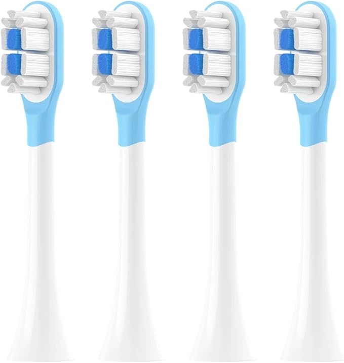 Replacement Toothbrush Heads Compatible for MIJIA T301/T302/T501 Sonic Electric Tooth Brush Soft Bristle Nozzles with Vacuum Packaging(4 pcs BJ White)