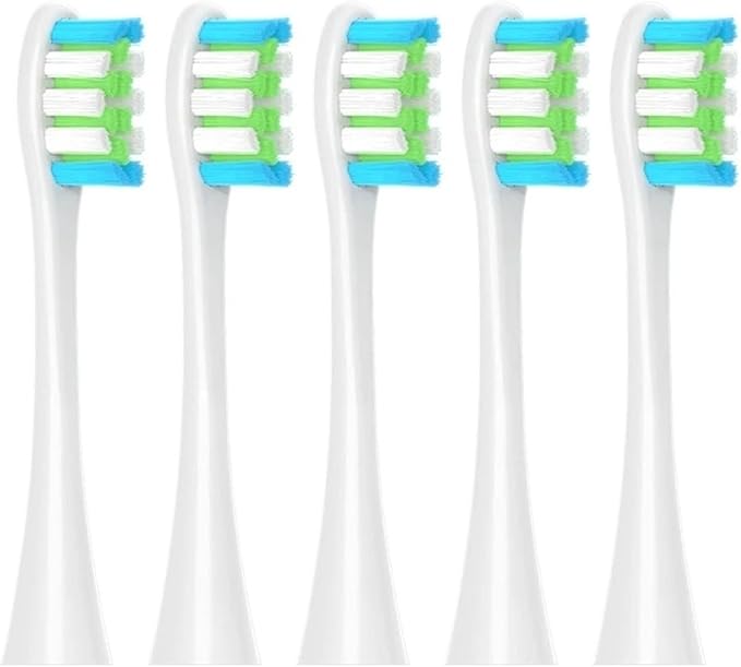 Replacement Brush HeadsCompatible for Oclean X PRO Elite/Flow/F1/One/X/All Series Sonic Electric Toothbrush Dupont Blue Green Soft Bristle(5 White)