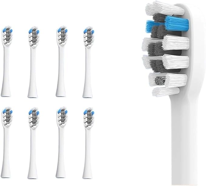4pcs 8pcs Replacement Heads Compatible with DOCOLAB Sonic Electric Toothbrush MT001 Brush Dupont Nozzles(8pcs)
