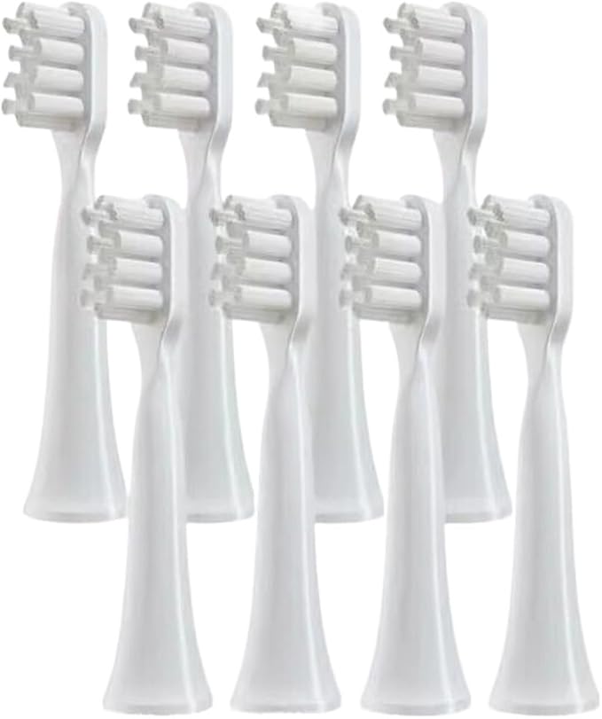 8pcsCompatible For Mijia T100 Replacement Brush Heads Sonic Electric Toothbrush Vacuum DuPont Soft Bristle Suitable Nozzles(8 white-soft)